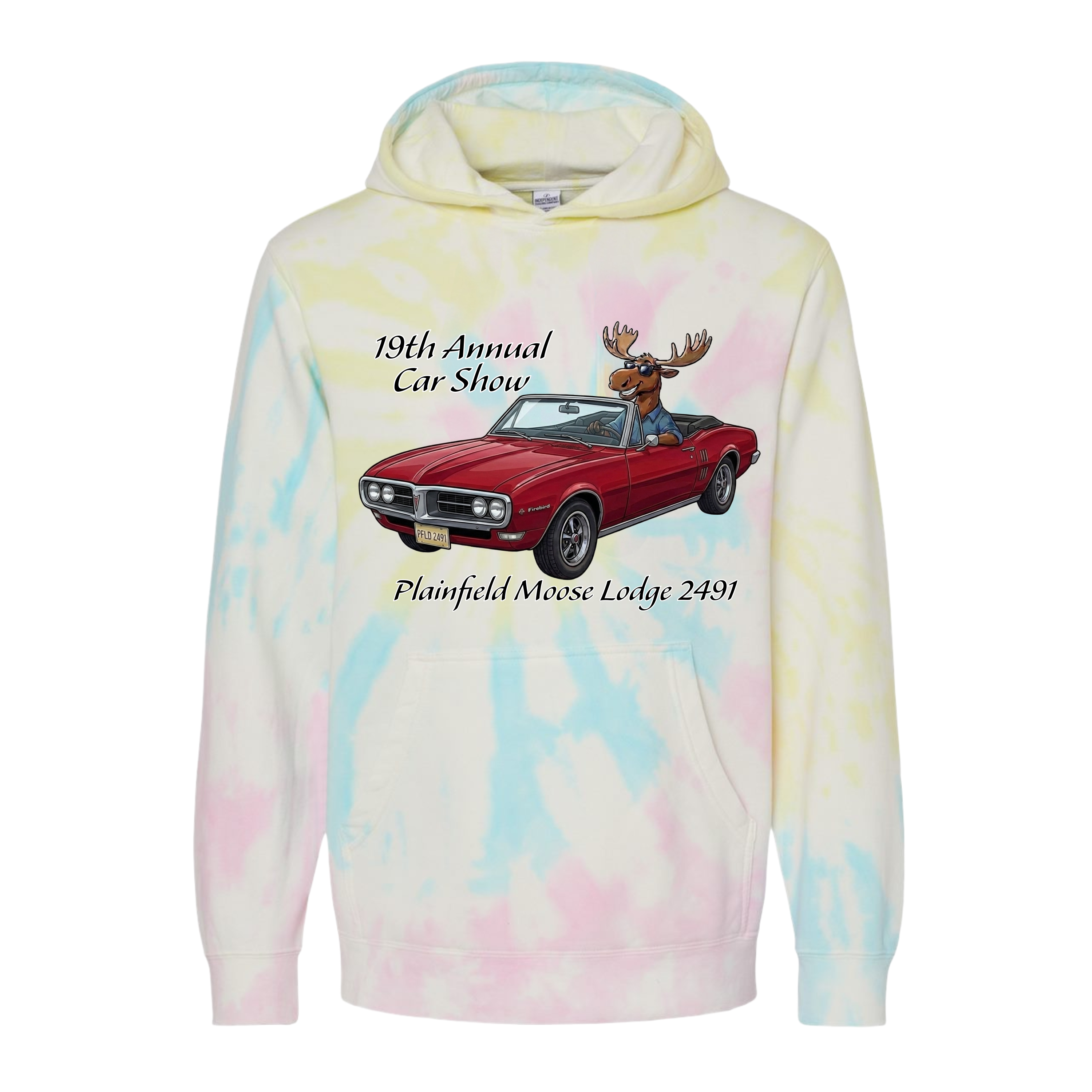 2026 Car Show Firebird Tie Dyed Hoodie