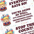 Cartoon Donald Trump Birthday Sticker Sheet
