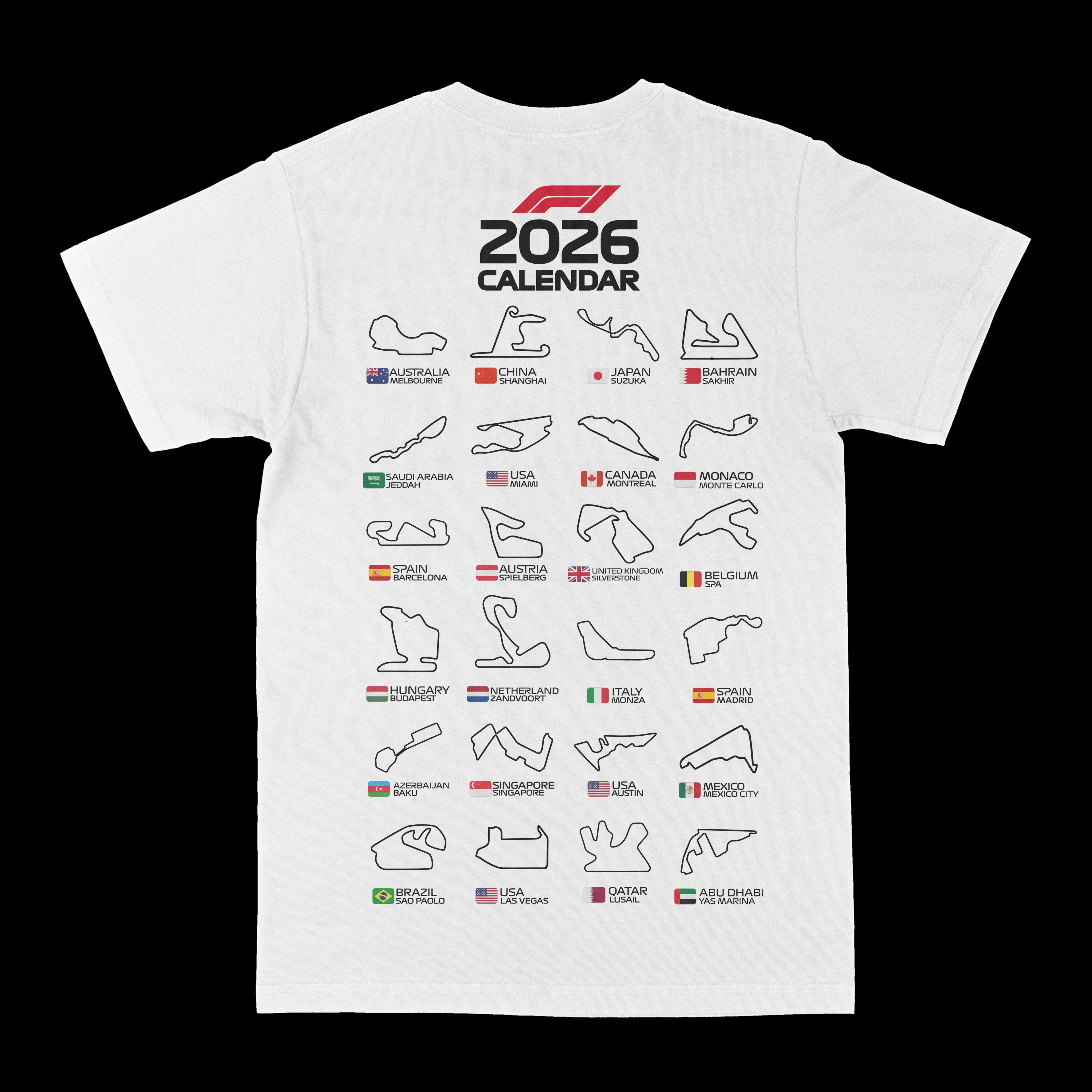 F1 2026 Race Calendar Graphic Tee