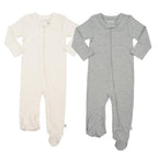2 pc. zipper footie set | ivory & heather grey